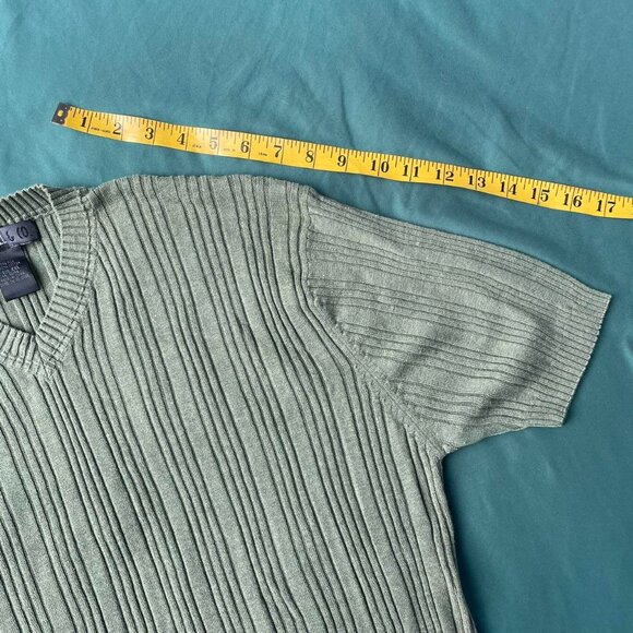 Vintage Olive Green Ribbed Knit Maxwell and Co Silk Sweater Shirt Size XXL - Picture 5 of 6